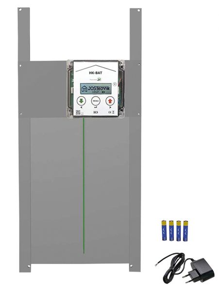 HK-Bat-RH Rahmengerät mit selbstverriegelnder Hühnerklappe 230x340mm + Schaltung Anlocklicht